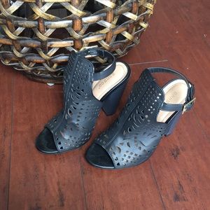 Bamboo Peep Toe Chunky Heels